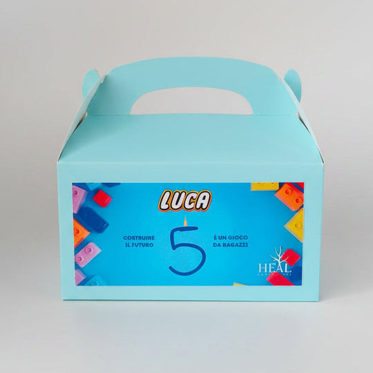 Regalo solidale box personalizzata con mattoncini
